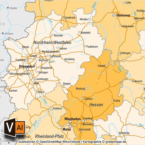 Deutschland Bundesländer Autobahnen Vektorkarte mit angrenzenden Ländern, Karte Deutschland Autobahnen, Karte Deutschland Flüsse, Karte Deutschland Bundesländer, Vektorkarte Deutschland Autobahnen, Vektorkarte Deutschland Städte