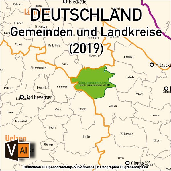 Karte Gemeinden Deutschland mit Landkreisen Vektorkarte (2019), Gemeindekarte Deutschland, Karte Gemeinden Deutschland, Vektorkarte Deutschland Gemeinden, Vektorkarte Gemeinden Deutschland mit Landkreisen, Gemeindekarte Deutschland, Karte Gemeinden Deutschland Vektorkarte mit Landkreisen