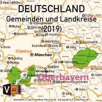 Karte Gemeinden Deutschland mit Landkreisen Vektorkarte (2019), Gemeindekarte Deutschland, Karte Gemeinden Deutschland, Vektorkarte Deutschland Gemeinden