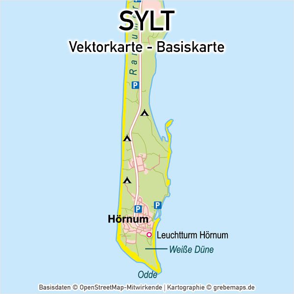 Sylt Basiskarte (DIN A4) Vektorkarte, Karte Insel Sylt, Basiskarte Sylt, Übersichtskarte Sylt, Vektorkarte Sylt download, AI-Datei, download, Vektordaten, Vektorgrafik Sylt