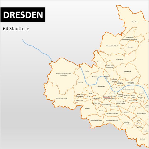 PowerPoint-Karte Dresden Postleitzahlen PLZ-5 Stadtteile Stadtbezirke, Karte PowerPoint Dresden Postleitzahlen 5-stellig, PowerPoint Dresden PLZ-5 Karte, Dresden Karte, Dresden PLZ, Vektorkarte Dresden für PowerPoint, Vektorkarte Stadtteile Dresden für PowerPoint, PowerPoint-Karte Stadtbezirke Dresden