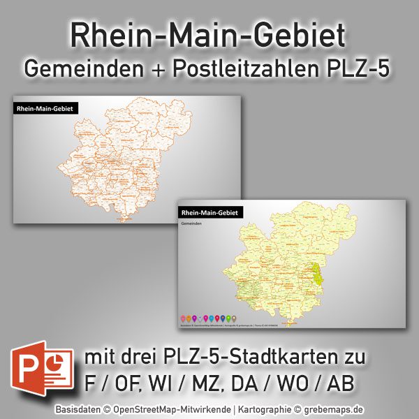 PowerPoint-Karte Rhein-Main-Gebiet Landkreise Gemeinden Postleitzahlen PLZ-5 (PLZ 5-stellig), Karte PowerPoint Rhein-Main PLZ, Karte PowerPoint Rhein-Main Postleitzahlen, Karte PowerPoint Rhein-Main Gemeinden, Karte PowerPoint Rhein-Main Landkreise, Vektorkarte PowerPoint Rhein-Main