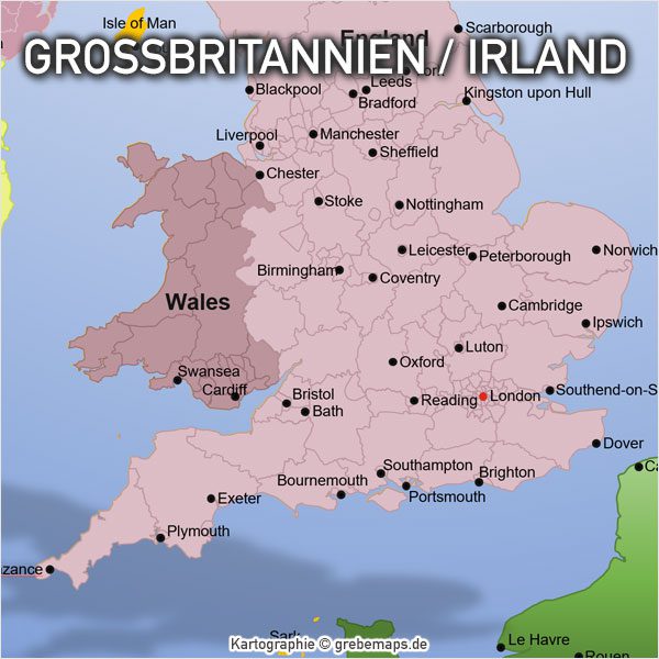 PowerPoint-Karte Großbritannien Irland mit Provinzen, Karte PowerPoint England, Karte PowerPoint Großbritannien, PowerPoint-Karte Irland Schottland Wales England