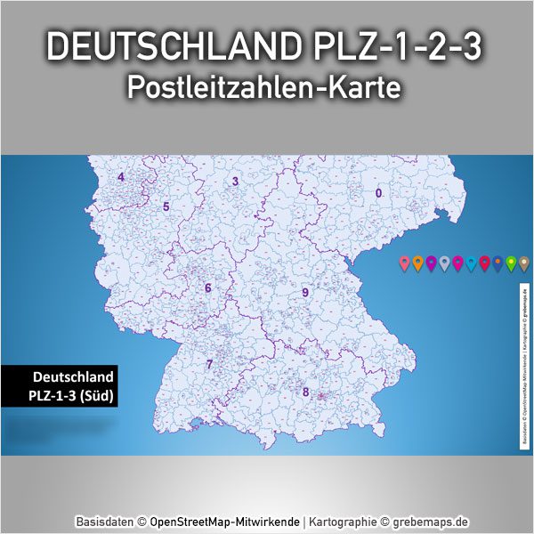 PowerPoint-Karte Deutschland Postleitzahlen PLZ-1-2-3, Karte PowerPoint Deutschland PLZ, Karte PowerPoint Deutschland Postleitzahlen, Karte PowerPoint Deutschland PLZ 1-stellig, Karte PowerPoint Deutschland PLZ 2-stellig, Karte PowerPoint Deutschland PLZ 3-stellig
