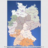 PowerPoint-Karte Deutschland Postleitzahlen PLZ-2 (2-stellig) mit Landkreisen Bundesländern (DIN A2) ausgewählten Orten, PLZ-Karte Deutschland PowerPoint, PLZ-2-Karte Deutschland PowerPoint. Karte PLZ-2 Deutschland PowerPoint, Karte PLZ 2-stellig Deutschland PowerPoint