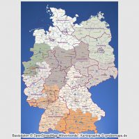 PowerPoint-Karte Deutschland Postleitzahlen PLZ-2 (2-stellig) mit Landkreisen Bundesländern (DIN A2) ausgewählten Orten, PLZ-Karte Deutschland PowerPoint, PLZ-2-Karte Deutschland PowerPoint. Karte PLZ-2 Deutschland PowerPoint, Karte PLZ 2-stellig Deutschland PowerPoint