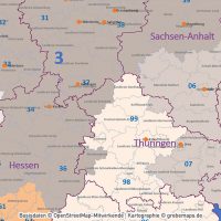 PowerPoint-Karte Deutschland Postleitzahlen PLZ-2 (2-stellig) mit Landkreisen Bundesländern (DIN A2) ausgewählten Orten, PLZ-Karte Deutschland PowerPoint, PLZ-2-Karte Deutschland PowerPoint. Karte PLZ-2 Deutschland PowerPoint, Karte PLZ 2-stellig Deutschland PowerPoint