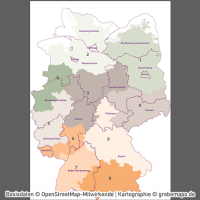 Postleitzahlen-Karte Deutschland PLZ-1-2-3 ebenen-separiert mit Landkreisen Orten Bundesländern Vektorkarte (2019), PLZ-Karte Deutschland 3-stellig, Vektorkarte PLZ Deutschland, AI-Datei, download, editierbar