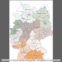 Postleitzahlen-Karte Deutschland PLZ-1-2-3 ebenen-separiert mit Landkreisen Orten Bundesländern Vektorkarte (2019), PLZ-Karte Deutschland 3-stellig, Vektorkarte PLZ Deutschland, AI-Datei, download, editierbar