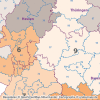 Postleitzahlen-Karte Deutschland PLZ-1-2-3 ebenen-separiert mit Landkreisen Orten Bundesländern Vektorkarte (2019), PLZ-Karte Deutschland 3-stellig, Vektorkarte PLZ Deutschland, AI-Datei, download, editierbar