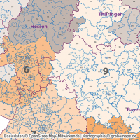 Postleitzahlen-Karte Deutschland PLZ-1-2-3 ebenen-separiert mit Landkreisen Orten Bundesländern Vektorkarte (2019), PLZ-Karte Deutschland 3-stellig, Vektorkarte PLZ Deutschland, AI-Datei, download, editierbar