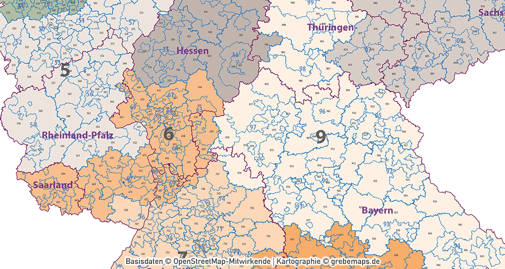 Postleitzahlen-Karte Deutschland PLZ-1-2-3 ebenen-separiert mit Landkreisen Orten Bundesländern Vektorkarte (2019), PLZ-Karte Deutschland 3-stellig, Vektorkarte PLZ Deutschland, AI-Datei, download, editierbar