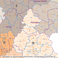 Postleitzahlen-Karte Deutschland PLZ-1-2 mit Landkreisen Bundesländern Orte Vektorkarte (2019),PLZ-Karte Deutschland 2-stellig mit Landkreisen, PLZ-Karte Vektor Deutschland, AI-Datei, editierbar, download, Karte Postleitzahlen Deutschland