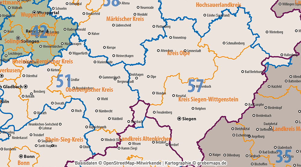 Postleitzahlen-Karte Deutschland PLZ-1-2 mit Landkreisen Bundesländern Orte Vektorkarte (2019),PLZ-Karte Deutschland 2-stellig mit Landkreisen, PLZ-Karte Vektor Deutschland, AI-Datei, editierbar, download, Karte Postleitzahlen Deutschland