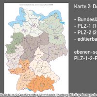 Business-/Grafiker-BasiskartenSet Deutschland Landkreise Autobahnen Orte Postleitzahlen PLZ-1-2 Vektorkarte DIN A3 (2019), Karte PLZ Deutschland 2-stellig, Vektor-Karte PLZ-2 Deutschland, Karte Landkreise Deutschland, AI-Datei, download, editierbar