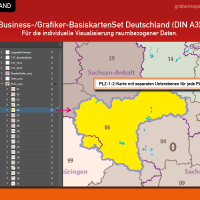 Business-/Grafiker-BasiskartenSet Deutschland Landkreise Autobahnen Orte Postleitzahlen PLZ-1-2 Vektorkarte DIN A3 (2019), Karten-Bundle bestehend aus zwei Deutschlandkarten. Karteninhalte können Sie hin und her kopieren.