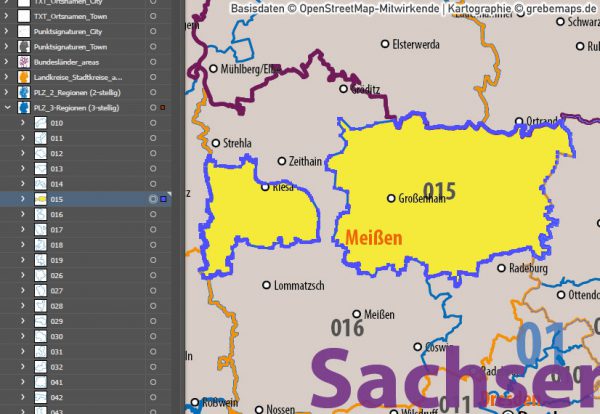 Postleitzahlen-Karte Deutschland PLZ-1-2-3 ebenen-separiert mit Landkreisen Orten Bundesländern Vektorkarte (2019), PLZ-Karte Deutschland 3-stellig, Vektorkarte PLZ Deutschland, AI-Datei, download, editierbar