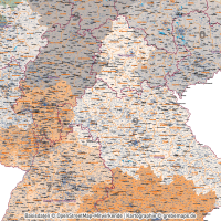 Deutschland Postleitzahlenkarte PLZ-1-5 mit Landkreisen Bundesländern Ortsnamen Vektorkarte (2020), Karte PLZ 5-stellig Deutschland, Vektorkarte PLZ Deutschland, Karte Vektor Deutschland PLZ, AI, Datei, download, editierbar, bearbeitbar