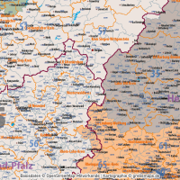 Deutschland Postleitzahlenkarte PLZ-1-2-5 mit Landkreisen Bundesländern Ortsnamen Vektorkarte (2020), Karte PLZ Deutschland, PLZ-Karte Deutschland Vektor, PLZ-5 Karte Deutschland, editierbar, AI, Download