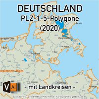 Deutschland Postleitzahlenkarte PLZ-1-5 mit Landkreisen Bundesländern Ortsnamen Vektorkarte (2020), Karte PLZ 5-stellig Deutschland, Vektorkarte PLZ Deutschland, Karte Vektor Deutschland PLZ, AI, Datei, download, editierbar, bearbeitbar