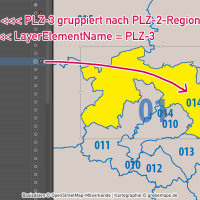 Deutschland Postleitzahlenkarte PLZ-1-2-3 mit Landkreisen Bundesländern Autobahnen Orten Vektorkarte, PLZ-3-Karte Deutschland, Karte PLZ-3 3-stellig Deutschland, AI, download, editierbar, Vektorgrafik