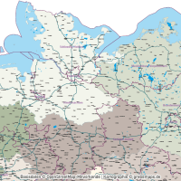 Deutschland Postleitzahlenkarte PLZ-1-2-3 mit Landkreisen Bundesländern Autobahnen Orten Vektorkarte, PLZ-3-Karte Deutschland, Karte PLZ-3 3-stellig Deutschland, AI, download, editierbar, Vektorgrafik