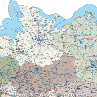 Deutschland Postleitzahlenkarte PLZ-1-2-3 mit Landkreisen Bundesländern Autobahnen Orten Vektorkarte, PLZ-3-Karte Deutschland, Karte PLZ-3 3-stellig Deutschland, AI, download, editierbar, Vektorgrafik