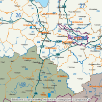 Deutschland Postleitzahlenkarte PLZ-1-2-3 mit Landkreisen Bundesländern Autobahnen Orten Vektorkarte, PLZ-3-Karte Deutschland, Karte PLZ-3 3-stellig Deutschland, AI, download, editierbar, Vektorgrafik