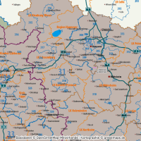 Deutschland Postleitzahlenkarte PLZ-1-2-3 mit Landkreisen Bundesländern Autobahnen Orten Vektorkarte, PLZ-3-Karte Deutschland, Karte PLZ-3 3-stellig Deutschland, AI, download, editierbar, Vektorgrafik