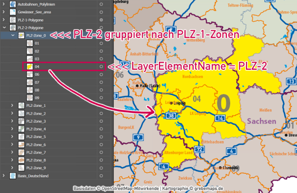 Deutschland Postleitzahlenkarte PLZ-1-2 mit Landkreisen Bundesländern Autobahnen Orte Vektorkarte, PLZ-2-Karte Deutschland, Karte PLZ-2 Deutschland Vektor, AI, download, editierbar, Karte Vektor Deutschland PLZ