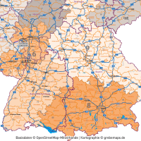 Deutschland Postleitzahlenkarte PLZ-1-2 mit Landkreisen Bundesländern Autobahnen Orte Vektorkarte, PLZ-2-Karte Deutschland, Karte PLZ-2 Deutschland Vektor, AI, download, editierbar, Karte Vektor Deutschland PLZ