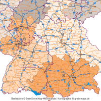 Deutschland Postleitzahlenkarte PLZ-1-2 mit Landkreisen Bundesländern Autobahnen Orte Vektorkarte, PLZ-2-Karte Deutschland, Karte PLZ-2 Deutschland Vektor, AI, download, editierbar, Karte Vektor Deutschland PLZ