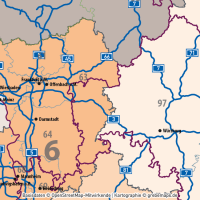 Deutschland Postleitzahlenkarte PLZ-1-2 mit Landkreisen Bundesländern Autobahnen Orte Vektorkarte, PLZ-2-Karte Deutschland, Karte PLZ-2 Deutschland Vektor, AI, download, editierbar, Karte Vektor Deutschland PLZ