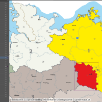 Deutschland Postleitzahlenkarte PLZ-1-2 mit Landkreisen Bundesländern Autobahnen Orte Vektorkarte, PLZ-2-Karte Deutschland, Karte PLZ-2 Deutschland Vektor, AI, download, editierbar, Karte Vektor Deutschland PLZ