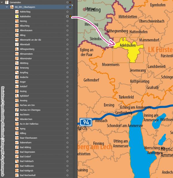 Bayern Vektorkarte Gemeinden Landkreise Postleitzahlen PLZ-5 Regierungsbezirke Autobahnen, Karte Bayern Gemeinden, Gemeindekarte Bayern, Karte Bayern Landkreise, Karte Bayern Postleitzahlen, PLZ-Karte Bayern, PLZ-5-Karte Bayern, AI, download, editierbar