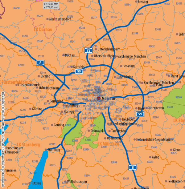 Bayern Vektorkarte Gemeinden Landkreise Postleitzahlen PLZ-5 Regierungsbezirke Autobahnen, Karte Bayern Gemeinden, Gemeindekarte Bayern, Karte Bayern Landkreise, Karte Bayern Postleitzahlen, PLZ-Karte Bayern, PLZ-5-Karte Bayern, AI, download, editierbar