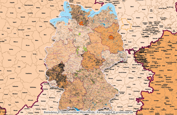 Deutschland Gemeinden Landkreise Bundesländer Autobahnen Vektorkarte, Karte Deutschland Gemeinden, Karte Deutschland Landkreise, Vektorkarte Deutschland Gemeinden, Vektorkarte editierbar Deutschland Gemeinden, Gemeindekarte Deutschland, AI, download, editierbar, ebenen-separiert