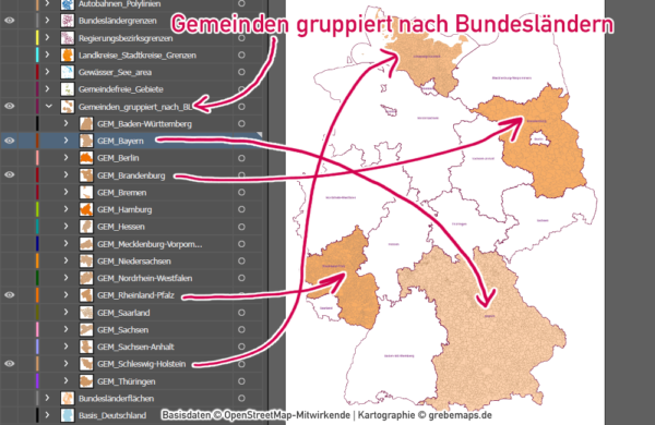 Deutschland Gemeinden Landkreise Bundesländer Autobahnen Vektorkarte, Karte Deutschland Gemeinden, Karte Deutschland Landkreise, Vektorkarte Deutschland Gemeinden, Vektorkarte editierbar Deutschland Gemeinden, Gemeindekarte Deutschland, AI, download, editierbar, ebenen-separiert