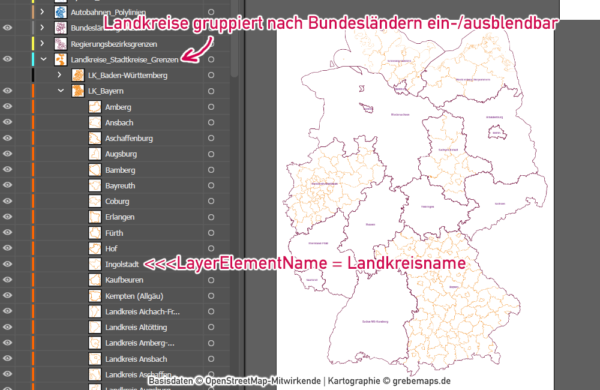 Deutschland Gemeinden Landkreise Bundesländer Autobahnen Vektorkarte, Karte Deutschland Gemeinden, Karte Deutschland Landkreise, Vektorkarte Deutschland Gemeinden, Vektorkarte editierbar Deutschland Gemeinden, Gemeindekarte Deutschland, AI, download, editierbar, ebenen-separiert