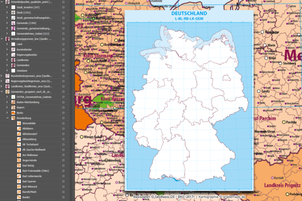 Deutschland Vektorkarte Gemeinden Landkreise Regierungsbezirke Bundesländer Ortsmittelpunkte Landkarte [Digital] – Bild 10