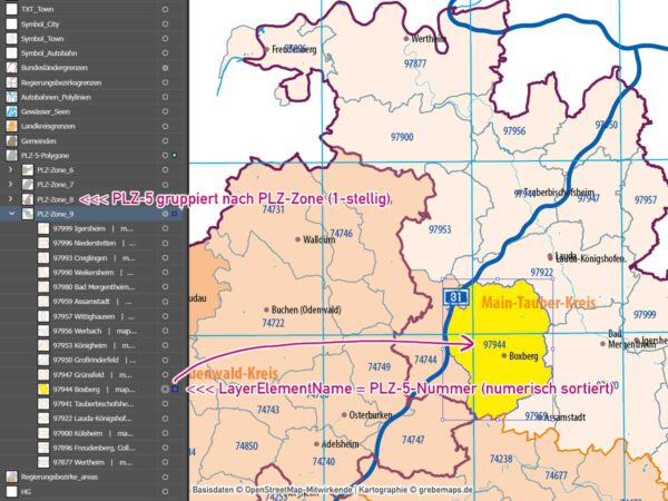 Baden-Württemberg Vektorkarte Regierungsbezirke Landkreise Gemeinden Postleitzahlen PLZ-5, Landkarte Baden-Württemberg, Karte Baden-Württemberg PLZ, Karte Baden-Württemberg Gemeinden, Vektorkarte Baden-Württemberg Postleitzahlen, Karte PLZ 5-stellig Baden-Württemberg, download, AI, editierbar, ebenen-separiert