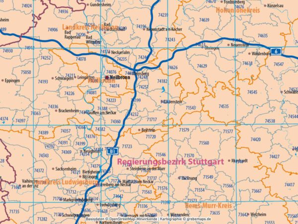 Baden-Württemberg Vektorkarte Regierungsbezirke Landkreise Gemeinden Postleitzahlen PLZ-5, Landkarte Baden-Württemberg, Karte Baden-Württemberg PLZ, Karte Baden-Württemberg Gemeinden, Vektorkarte Baden-Württemberg Postleitzahlen, Karte PLZ 5-stellig Baden-Württemberg, download, AI, editierbar, ebenen-separiert