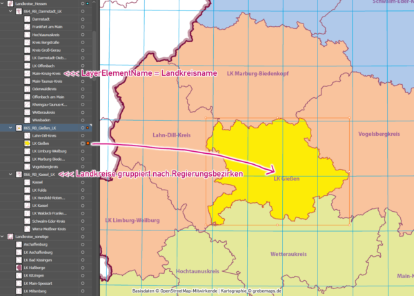 Hessen Vektorkarte Landkreise Gemeinden Postleitzahlen PLZ-5 Autobahnen (2020) [Digital] – Bild 26