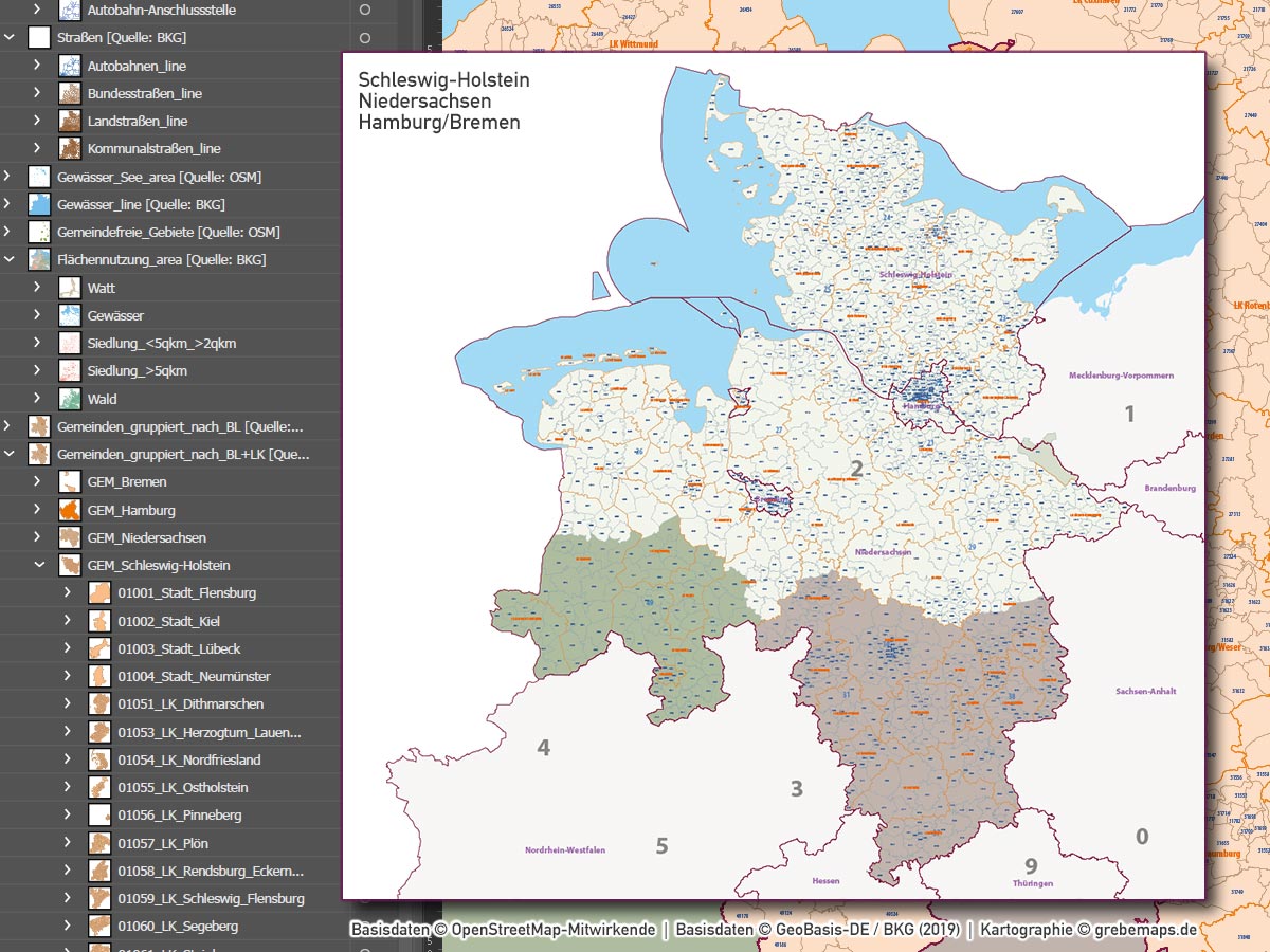 Schleswig-Holstein Niedersachsen Hamburg Bremen Vektorkarte Gemeinden Landkreise Postleitzahlen PLZ-1-2-5 (2020), Karte Gemeinden und Landkreise Schleswig-Holstein Niedersachsen Hamburg Bremen Vektor, Karte Schleswig-Holstein Niedersachsen Hamburg Bremen Postleitzahlen PLZ-5 5-stellig, Vektorkarte Schleswig-Holstein Niedersachsen Hamburg Bremen Postleitzahlen, Vektorkarte Schleswig-Holstein Niedersachsen Hamburg Bremen PLZ, Landkarte Schleswig-Holstein Niedersachsen Hamburg Bremen Landkreise, Landkarte Schleswig-Holstein Niedersachsen Hamburg Bremen Gemeinden, Landkreise Schleswig-Holstein Niedersachsen Hamburg Bremen Karte, Gemeinden Schleswig-Holstein Niedersachsen Hamburg Bremen Karte, Vektorkarte Schleswig-Holstein Niedersachsen Hamburg Bremen administrativ, Vektor Karte Schleswig-Holstein Niedersachsen Hamburg Bremen, Übersichtskarte Schleswig-Holstein Niedersachsen Hamburg Bremen, Karte Schleswig-Holstein Niedersachsen Hamburg Bremen, AI, dowload, editierbar, ebenen-separiert