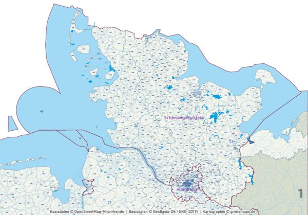 Schleswig-Holstein Hamburg Vektorkarte Gemeinden Landkreise Postleitzahlen PLZ-1-2-5 Autobahnen, Karte Schleswig-Holstein Gemeinden, Karte Schleswig-Holstein PLZ, Karte Schleswig-Holstein Landkreise, PLZ-Karte Schleswig-Holstein, Vektorkarte Schleswig-Holstein, vector map Schleswig-Holstein, AI, editierbar, ebenen-separiert, download