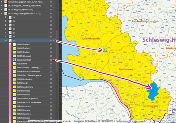 Schleswig-Holstein Hamburg Vektorkarte Gemeinden Landkreise Postleitzahlen PLZ-1-2-5 Autobahnen, Karte Schleswig-Holstein Gemeinden, Karte Schleswig-Holstein PLZ, Karte Schleswig-Holstein Landkreise, PLZ-Karte Schleswig-Holstein, Vektorkarte Schleswig-Holstein, vector map Schleswig-Holstein, AI, editierbar, ebenen-separiert, download