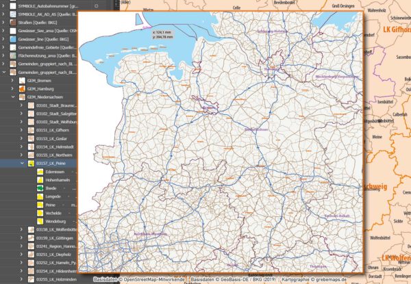 Niedersachsen Hamburg Vektorkarte Gemeinden Landkreise Postleitzahlen PLZ-1-2-5 Autobahnen, Karte Niedersachsen Gemeinden, Karte Niedersachsen PLZ, Karte Niedersachsen Postleitzahlen, Vektorkarte Niedersachsen Landkreise, Karte Vektor Niedersachsen, Landkarte Niedersachsen, AI, editierbar, ebenen-separiert, download