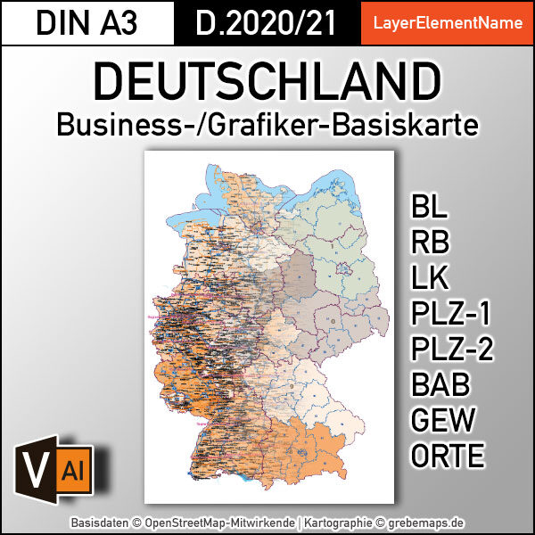 Karte Deutschland Landkreise, Karte Deutschland Postleitzahlen PLZ-1-2, PLZ-Karte Deutschland, Vektorkarte Deutschland Landkreise, Vektorkarte Deutschland PLZ 2-stellig, vector map germany plz, vector map germany illustrator, ai, editierbar, ebenen-separiert, download