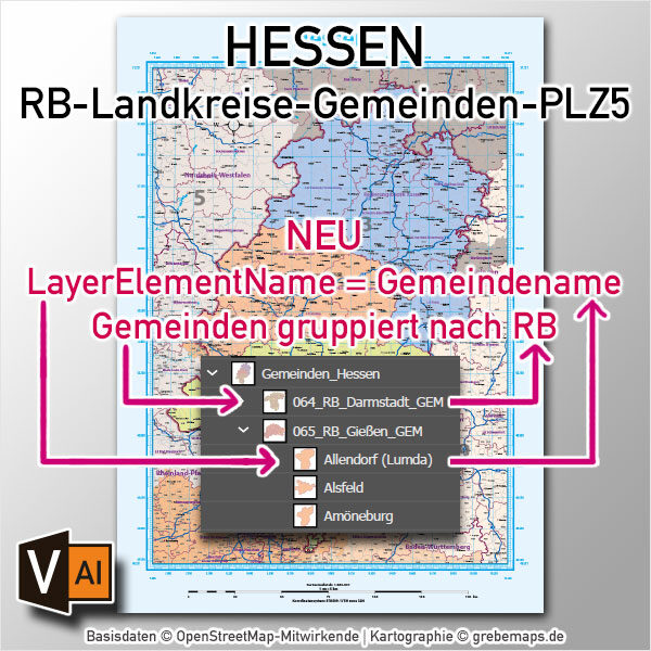 Hessen Vektorkarte Landkreise Gemeinden Postleitzahlen PLZ-5 Autobahnen, Karte Hessen PLZ, PLZ Karte Hessen, Karte Hessen Gemeinden, Karte Hessen Landkreise, Vektorkarte Hessen Postleitzahlen, Karte PLZ 5-stellig Hessen, vector map Hessen, AI, download, editierbar