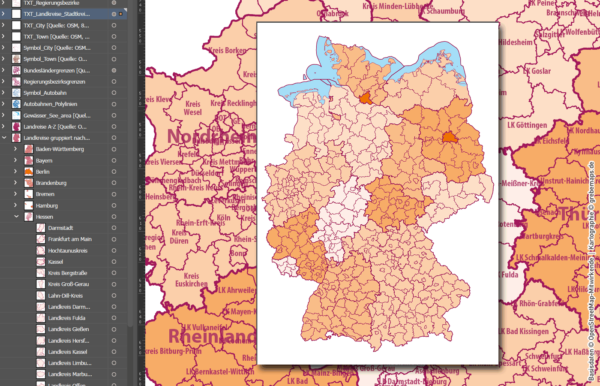 Deutschland Vektorkarte Landkreise Stadtkreise Bundesländer Regierungsbezirke Autobahnen Basiskarte (2021), vector map germany counties, Vektorkarte Deutschland Landkreise, Landkarte Deutschland Landkreise, Karte Landkreise Deutschland, Karte AI Deutschland Landkreise, Karte Deutschland Illustrator AI, download, editierbar